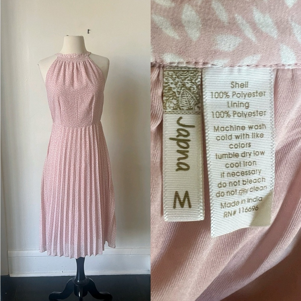 Japna Pink Halter Backless Midi Dress Size Medium